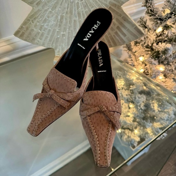 Prada - Rare Vintage Tan Ostrich Leather Mules - Picture 3 of 10